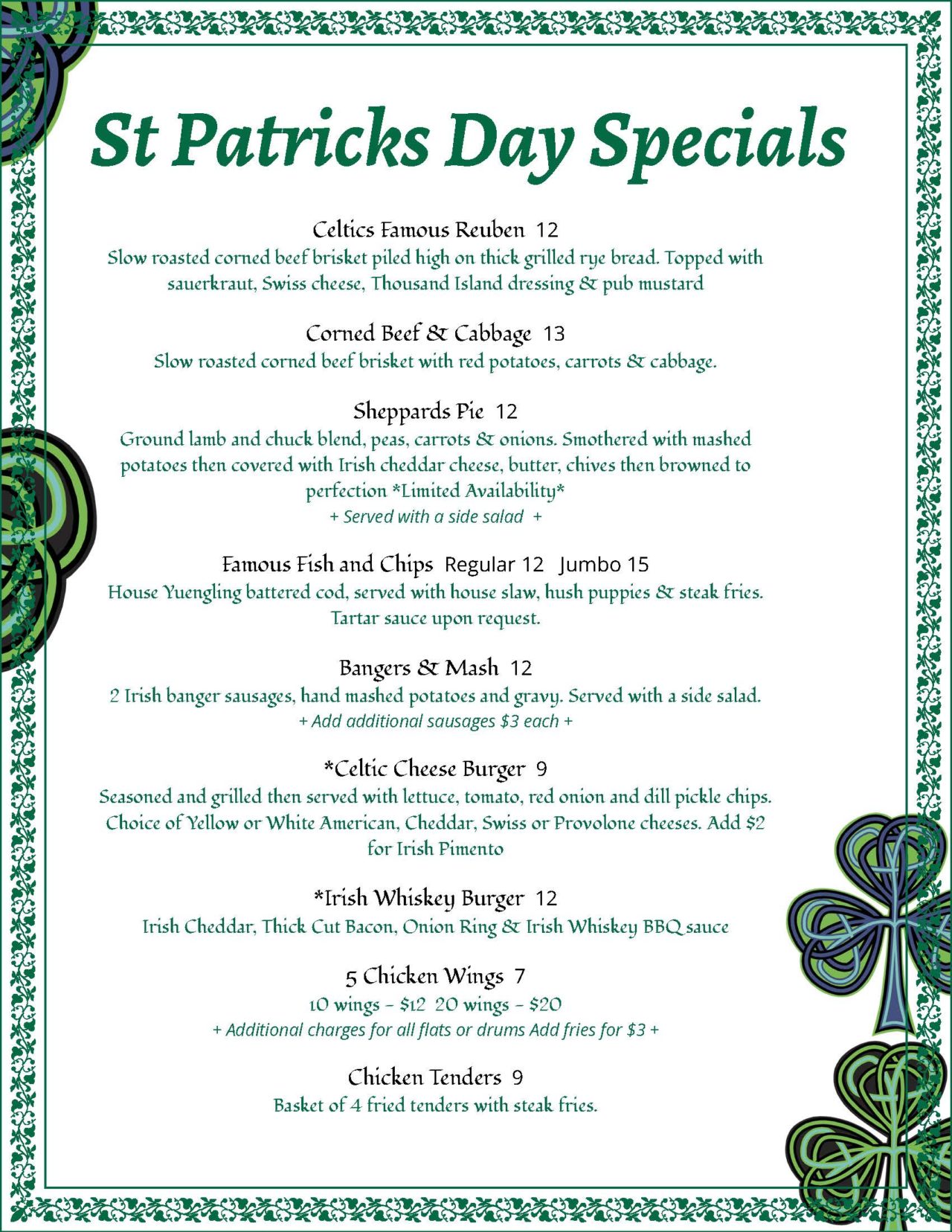 st patricks day lunch near me